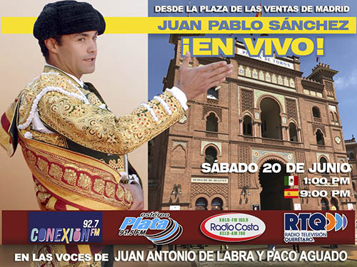 Transmitiremos la corrida de Juan Pablo en Madrid