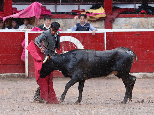 Bajo un tremendo aguacero