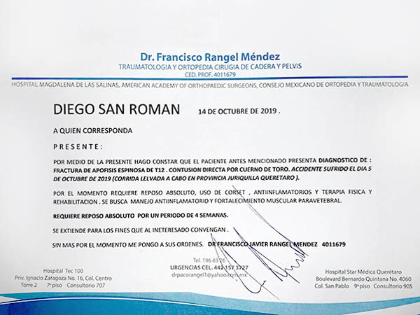 Constancia de la cl�nica