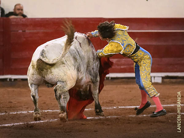 Esfuerzo del torero con la toledana