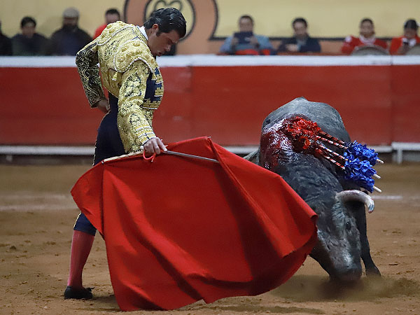 Ferm�n acariciando la embestida