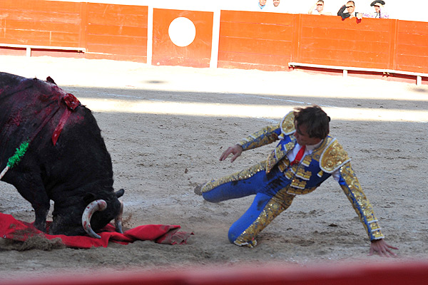 El toro se toc� con la muleta